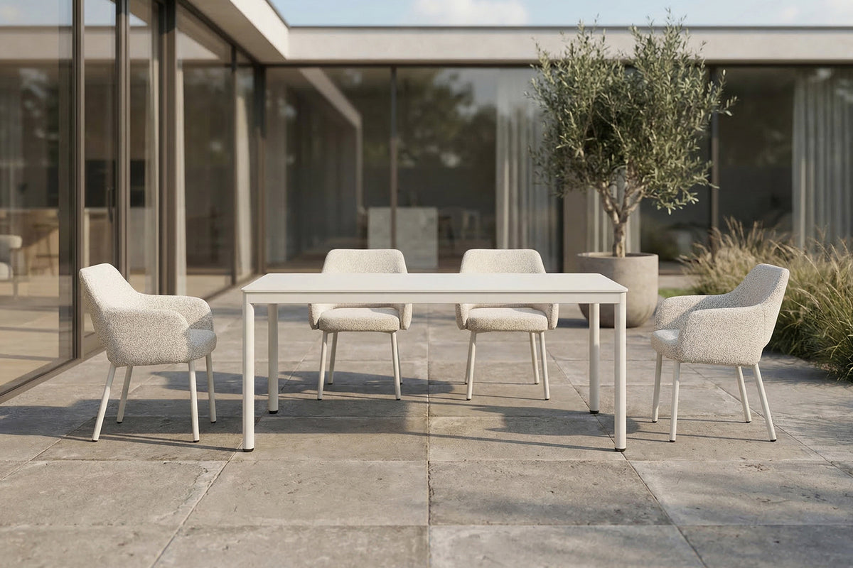 KAWOLA Gartenstuhl AMUR Outdoor Stoff cremefarben