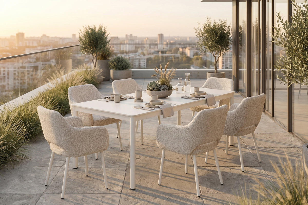 KAWOLA Gartenstuhl AMUR Outdoor Stoff cremefarben