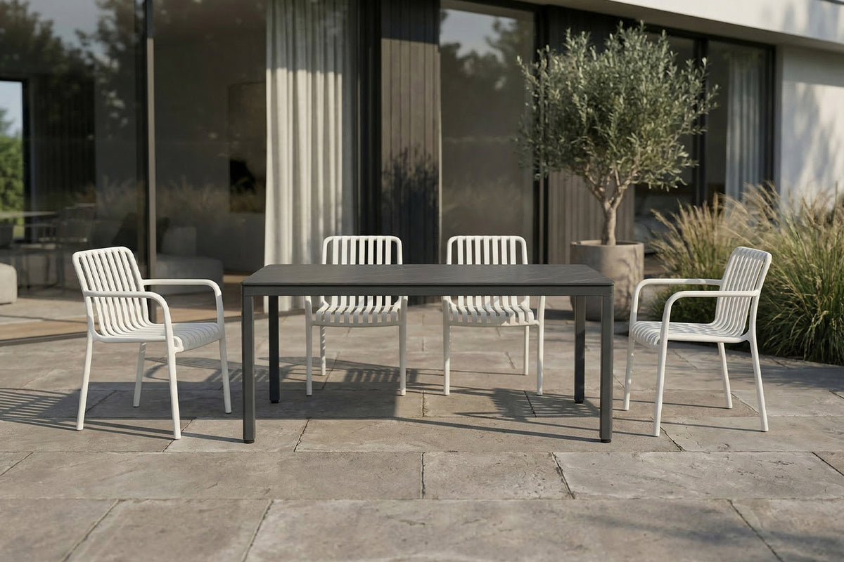KAWOLA Gartenstuhl MIAVA Outdoor stapelbar Kunststoff cremefarben