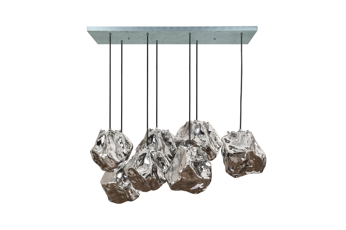 KAWOLA Hängeleuchte EDESSA Hängelampe 7-flammig Glas silber