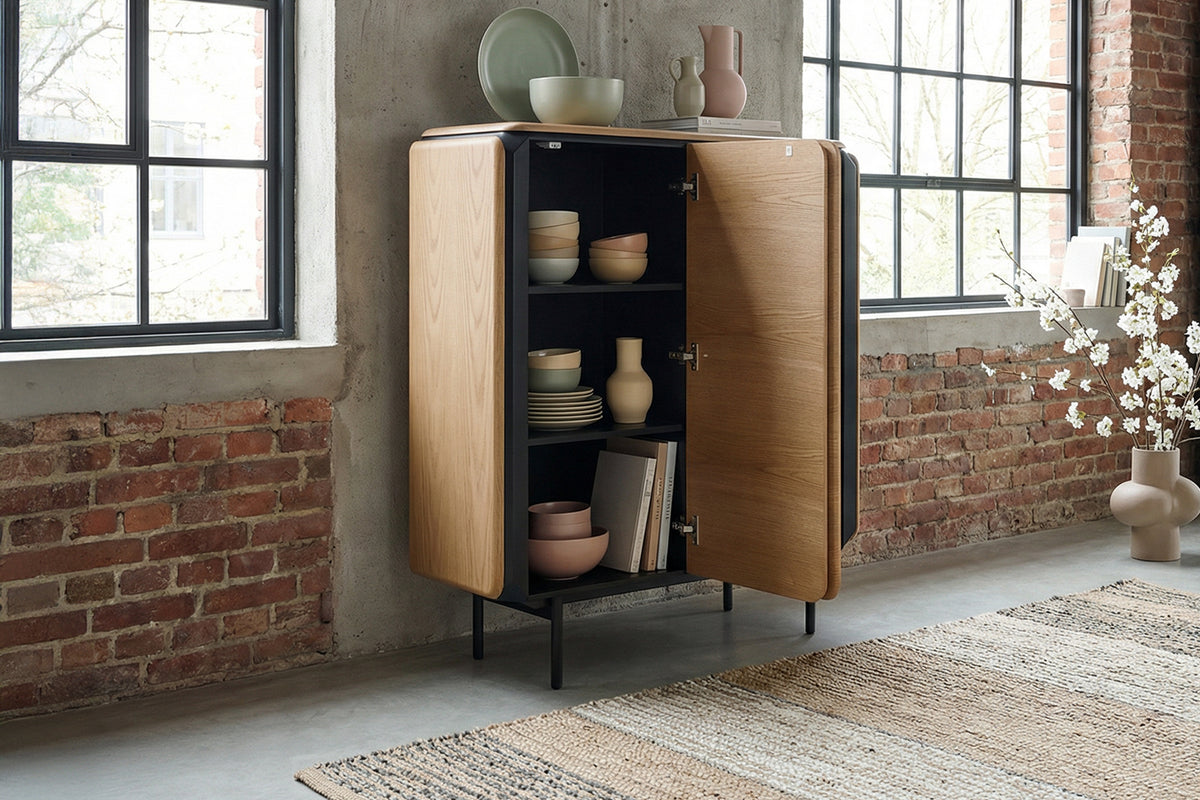 KAWOLA Highboard AVRIL 2 Türen Eiche braun