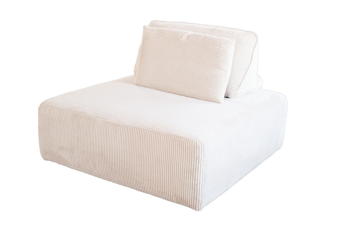 KAWOLA Hocker WIOLO SOFT Polsterhocker mit Rückenkissen Cord cremeweiß