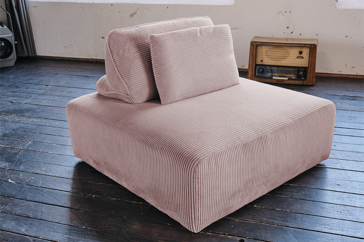 KAWOLA Hocker WIOLO SOFT Polsterhocker mit Rückenkissen Cord rosa