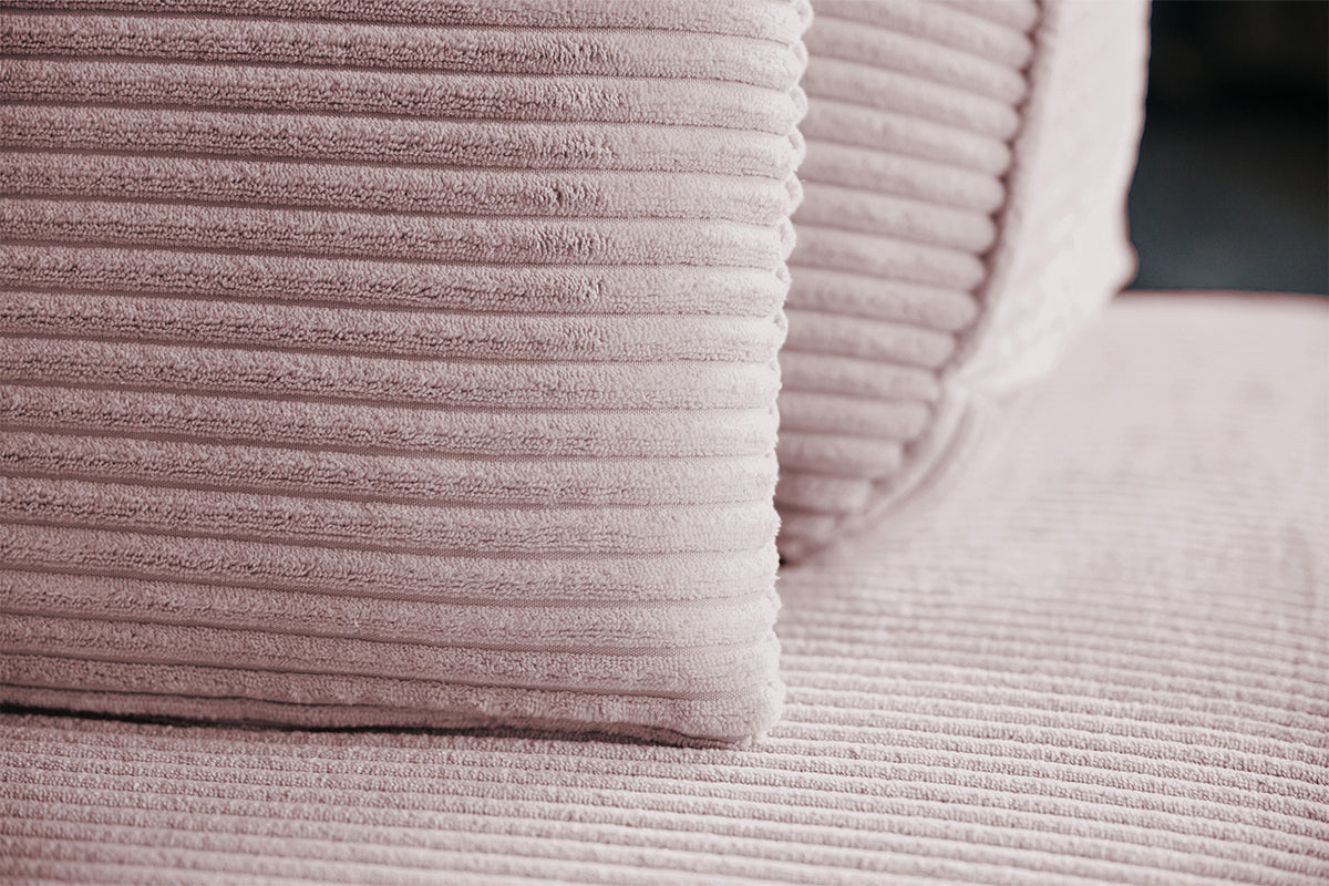 KAWOLA Hocker WIOLO SOFT Polsterhocker mit Rückenkissen Cord rosa