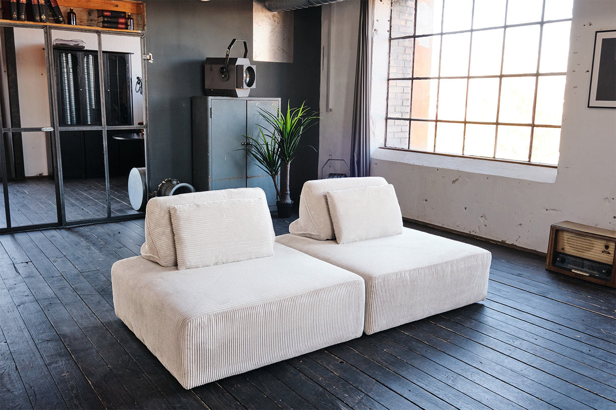KAWOLA Hocker WIOLO SOFT Sitzelement für Modulsofa Cord cremeweiß