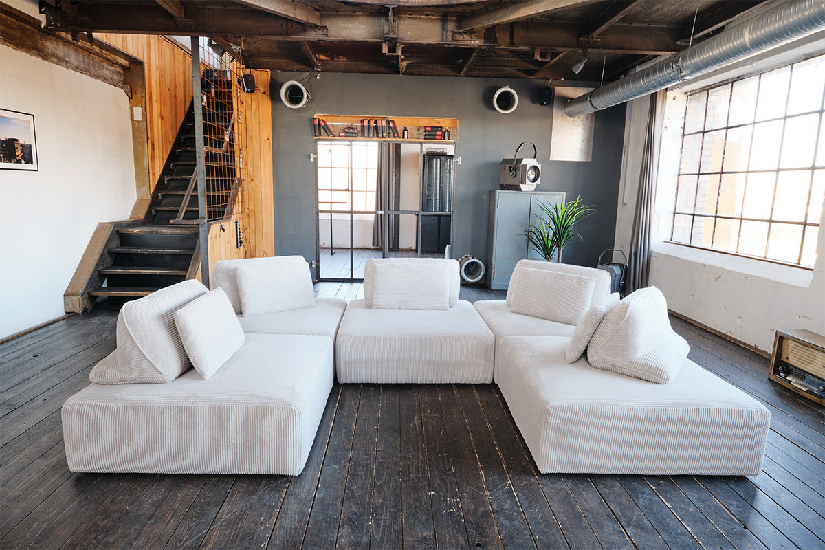 KAWOLA Hocker WIOLO SOFT Sitzelement für Modulsofa Cord hellgrau