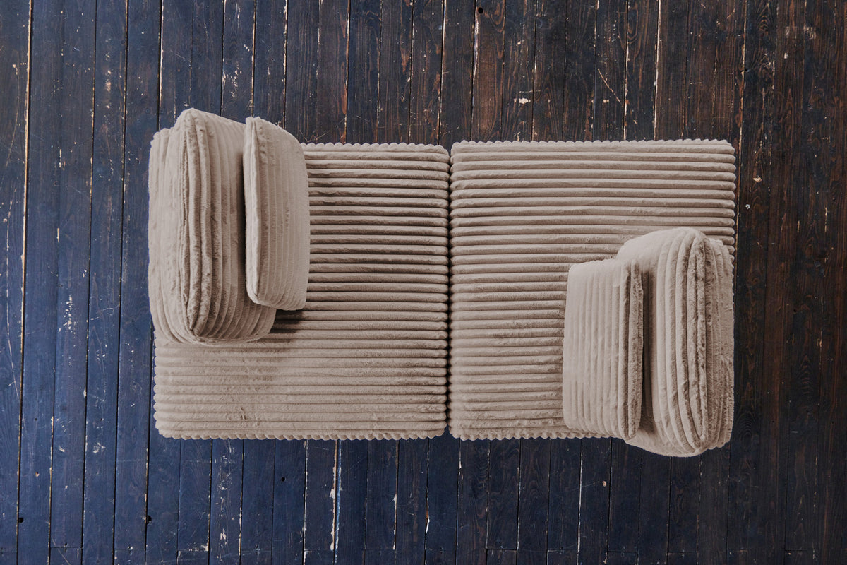 KAWOLA Modulsofa WIOLO SOFT 2 Module 2 Rückenkissen Weicher Breitcord taupe