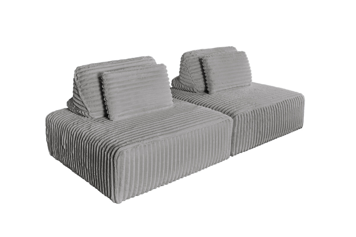 KAWOLA Modulsofa WIOLO SOFT 2 Module 2 Rückenkissen Weicher Breitcord grau