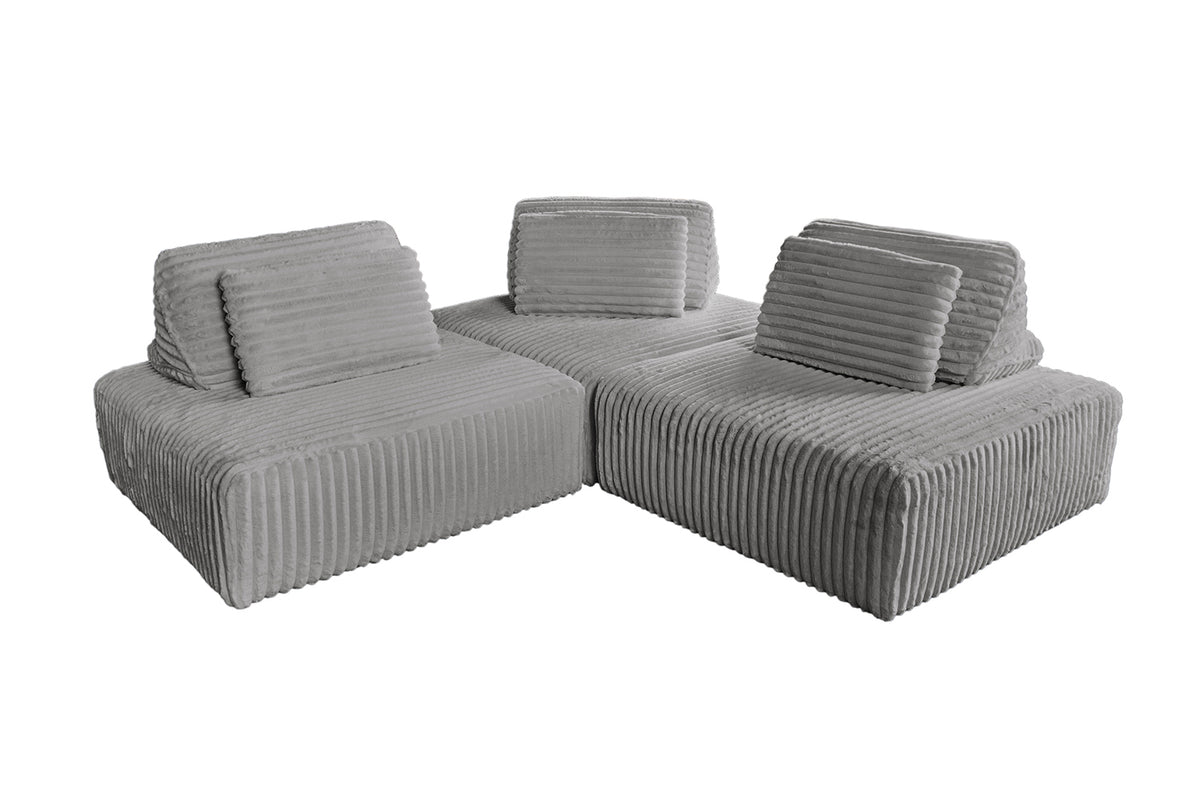 KAWOLA Modulsofa WIOLO SOFT 3 Module 3 Rückenkissen Weicher Breitcord grau