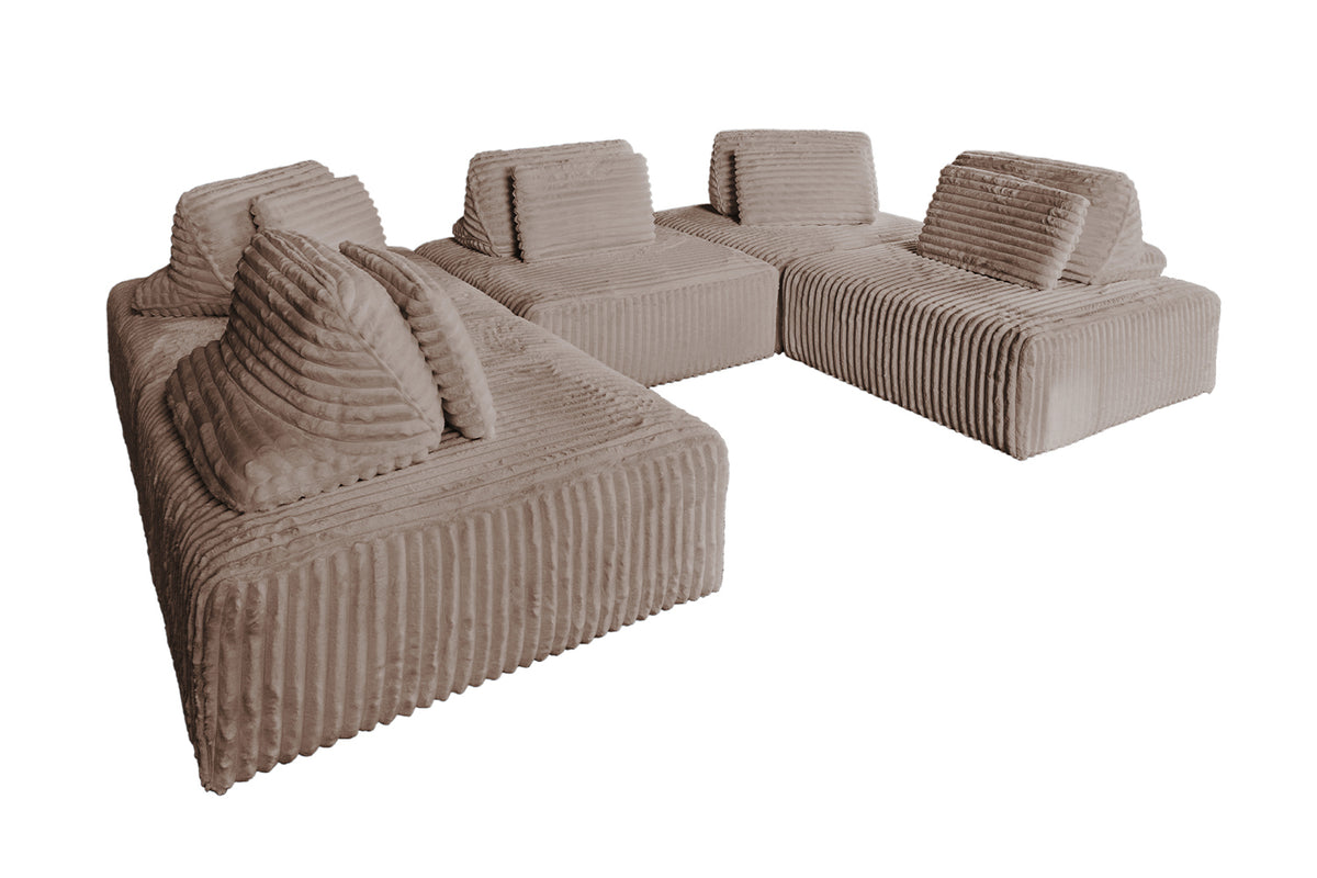 KAWOLA Modulsofa WIOLO SOFT 5 Module 5 Rückenkissen Weicher Breitcord taupe
