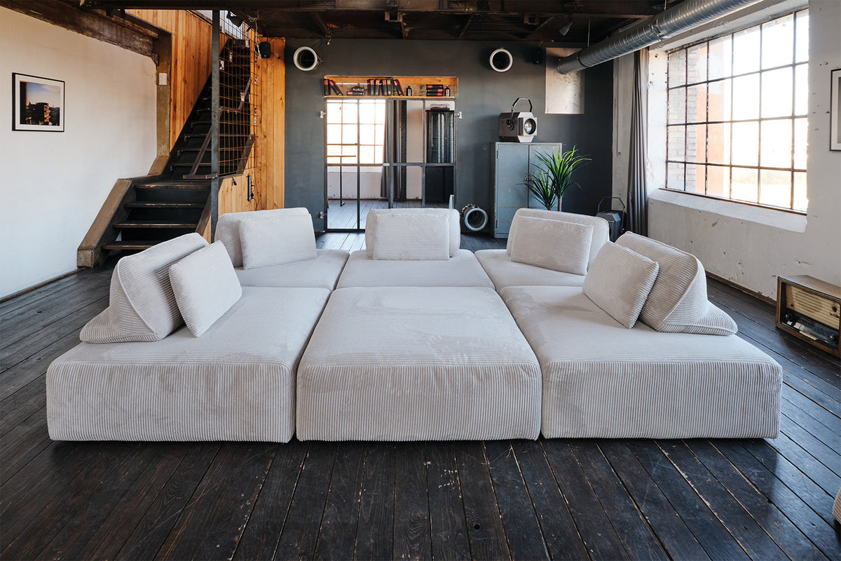 KAWOLA Modulsofa WIOLO SOFT 6 Module 6 Rückenkissen Cord hellgrau