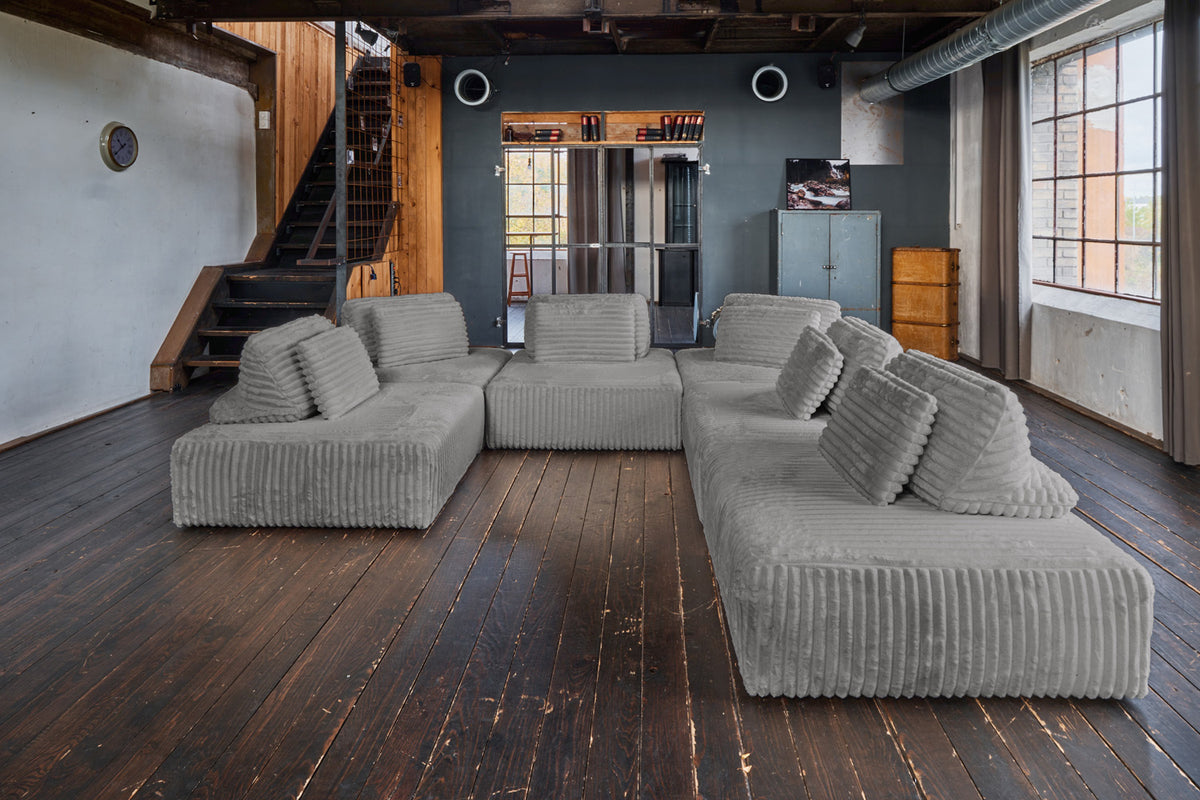 KAWOLA Modulsofa WIOLO SOFT 6 Module 6 Rückenkissen Weicher Breitcord grau