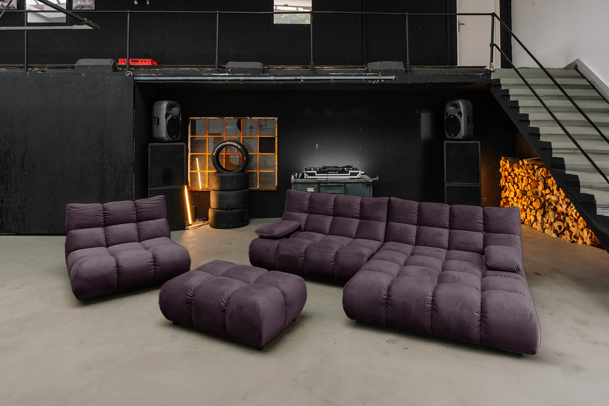 KAWOLA Polsterhocker VIVIEN Hockerbank Velvet purple