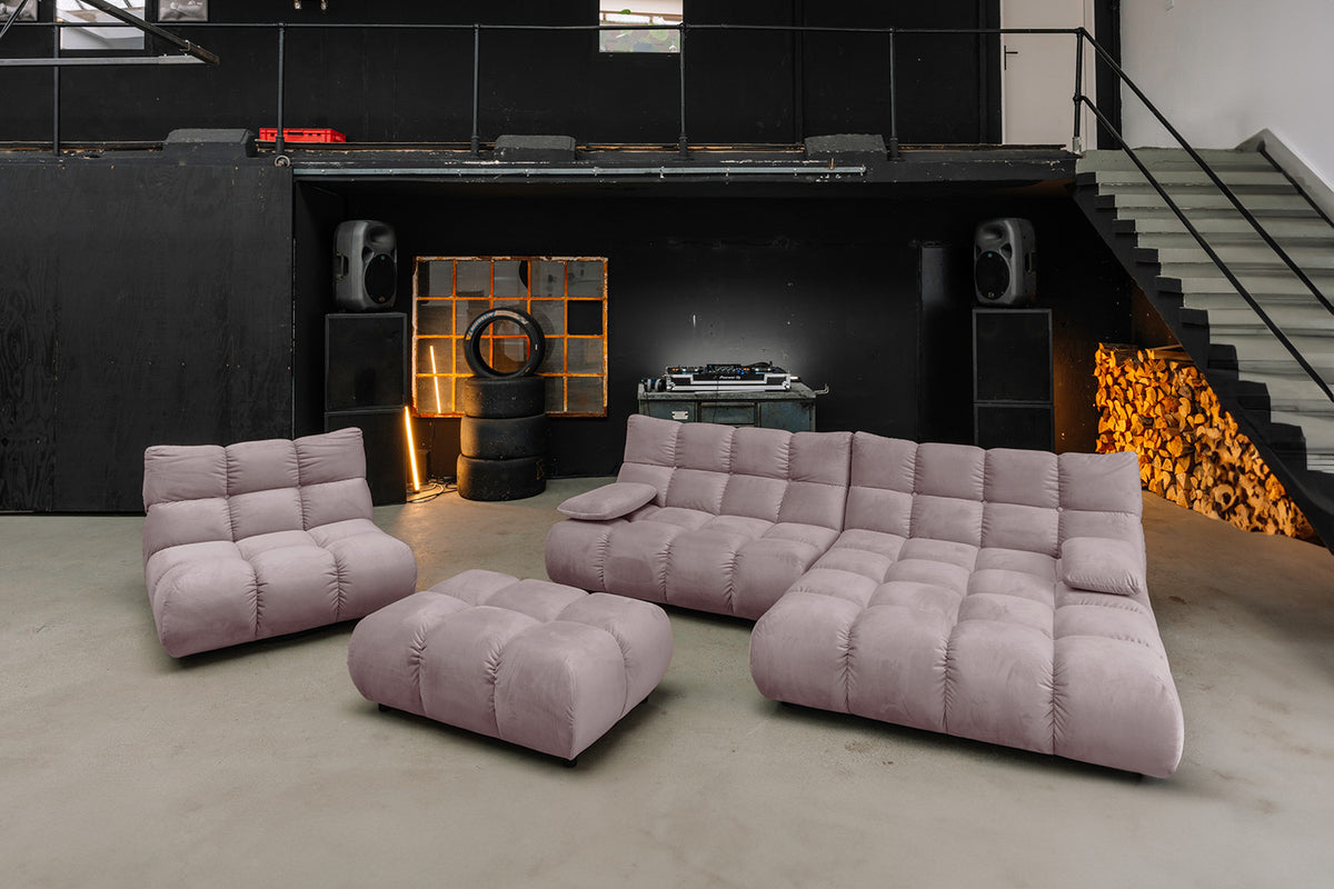 KAWOLA Polsterhocker VIVIEN Hockerbank Velvet roségrau