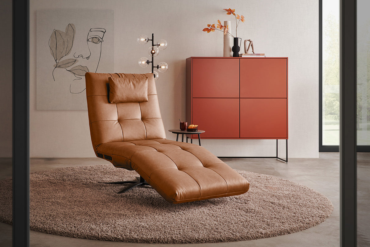 KAWOLA Relaxliege LETICIA motorisch Leder cognac