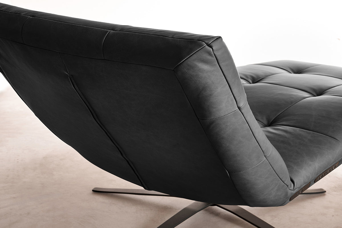 KAWOLA Relaxliege LETICIA motorisch Leder schwarz