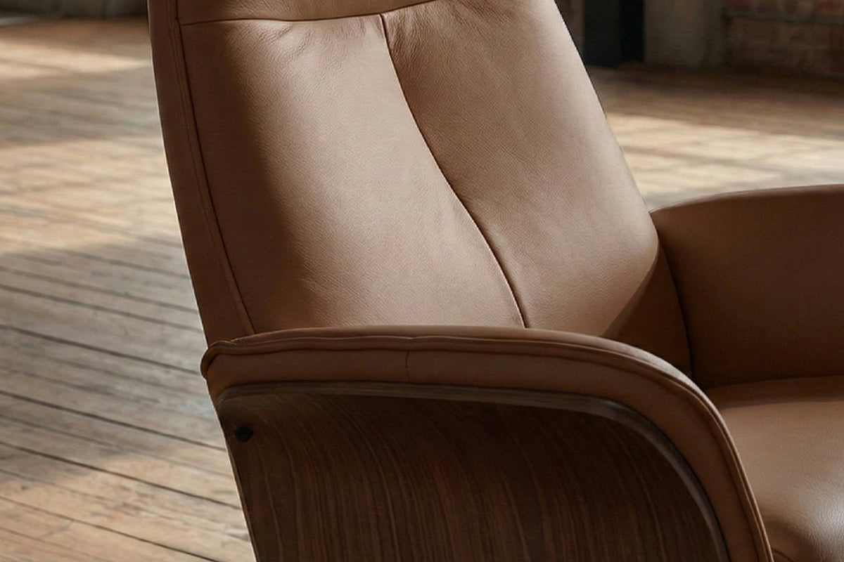 KAWOLA Relaxsessel FERREIRA Drehsessel Leder braun mit Hocker
