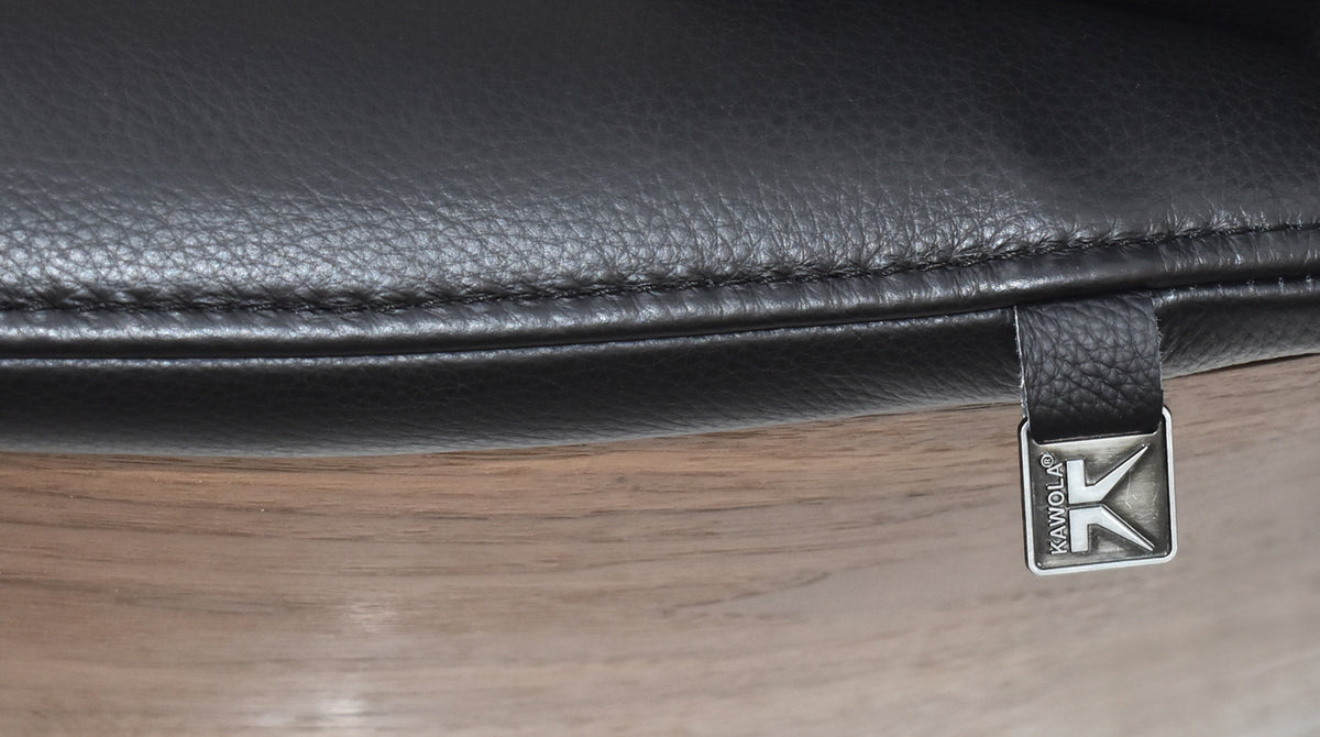 KAWOLA Relaxsessel VANITAS Drehsessel Leder schwarz mit Hocker