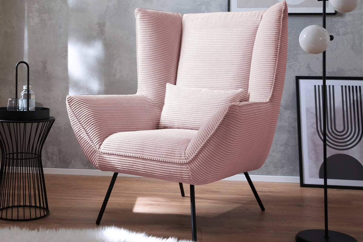 KAWOLA Sessel IVA Relaxsessel Cord rosa