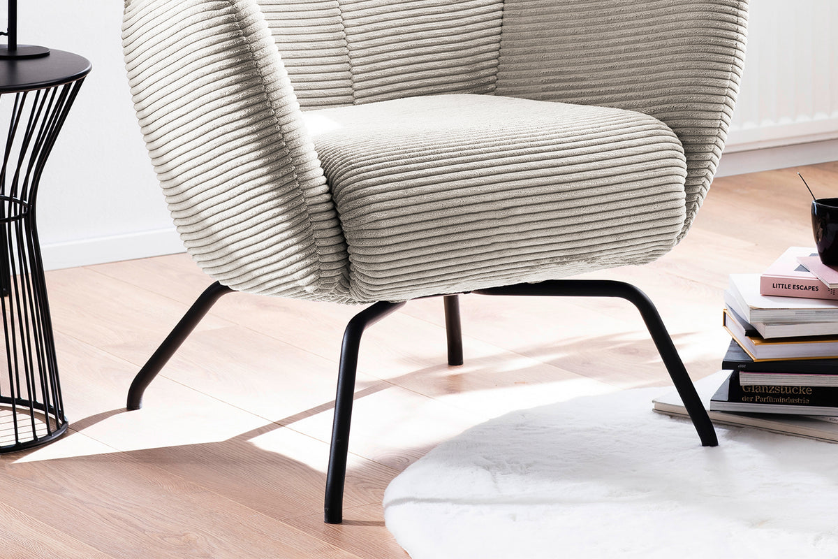 KAWOLA Sessel LOTTE Ohrensessel Cord cremeweiß