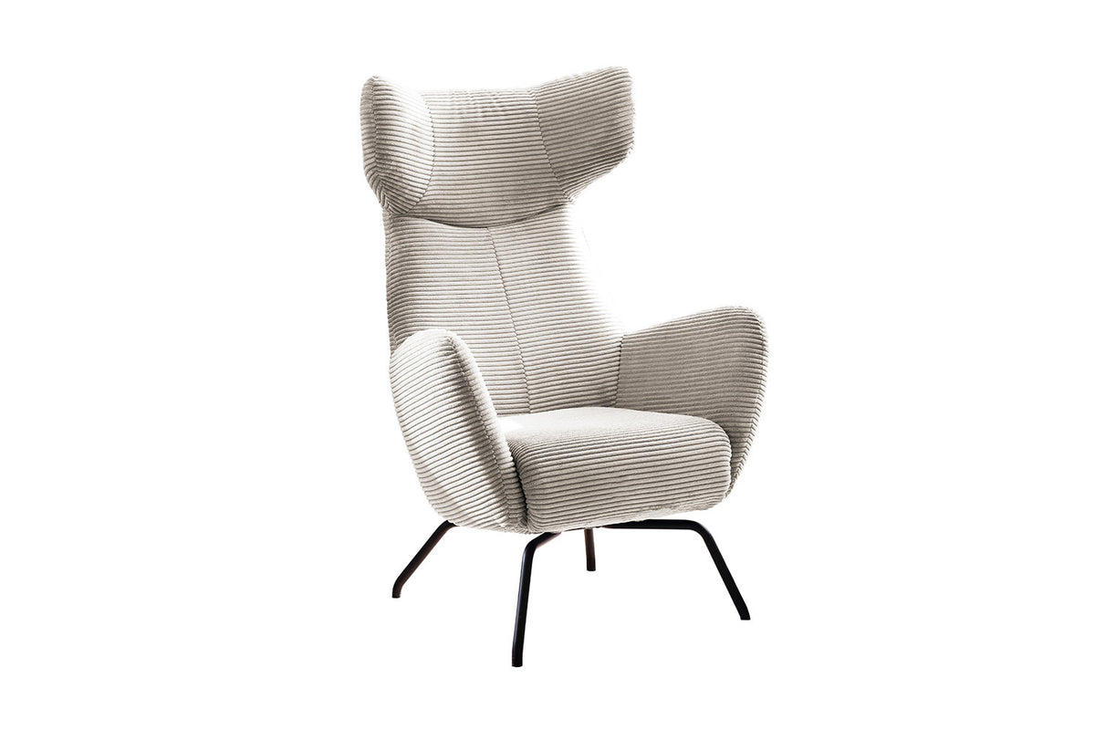 KAWOLA Sessel LOTTE Ohrensessel Cord cremeweiß