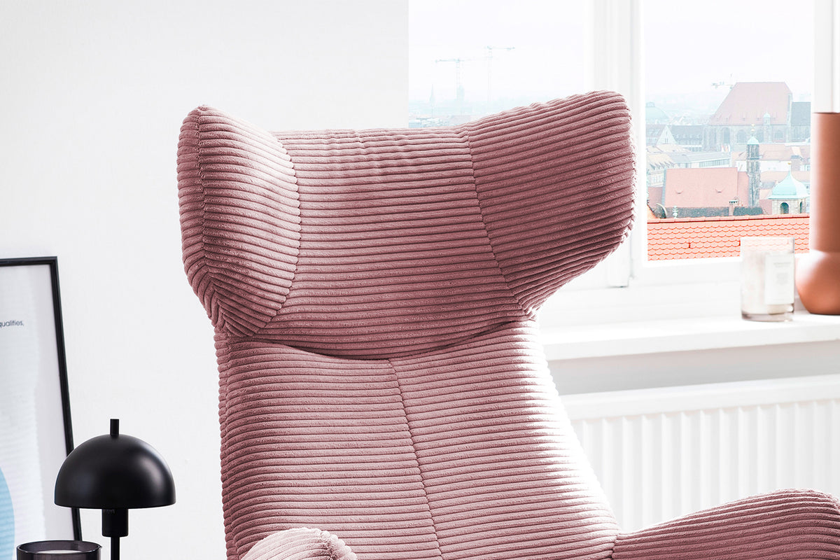 KAWOLA Sessel LOTTE Ohrensessel Cord rosa