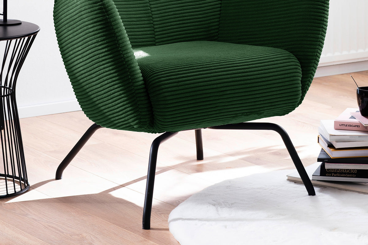 KAWOLA Sessel LOTTE Ohrensessel Cord smaragd