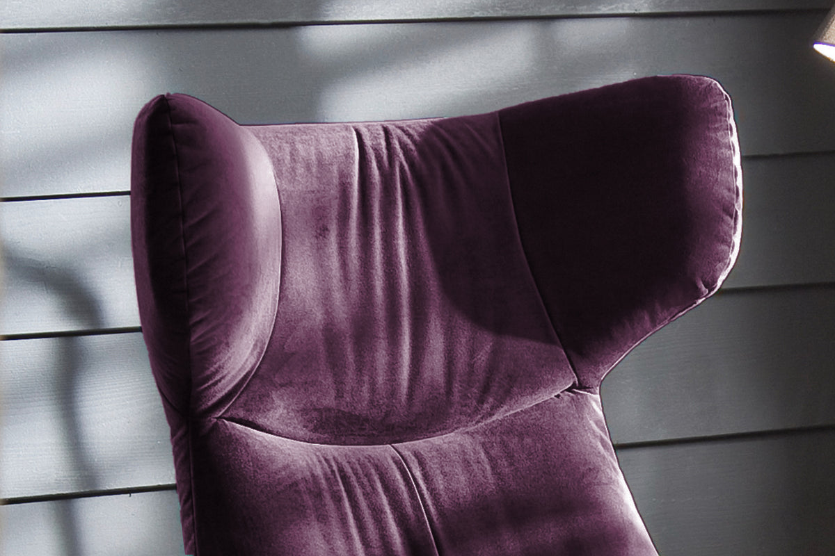 KAWOLA Sessel LOTTE Ohrensessel velvet purple mit Hocker