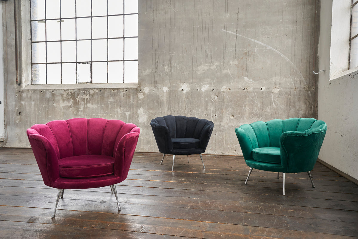 KAWOLA Sessel NARLA Polstersessel Velvet schwarz