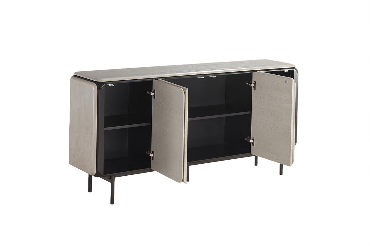 KAWOLA Sideboard AVRIL 4 Türen Eiche grau