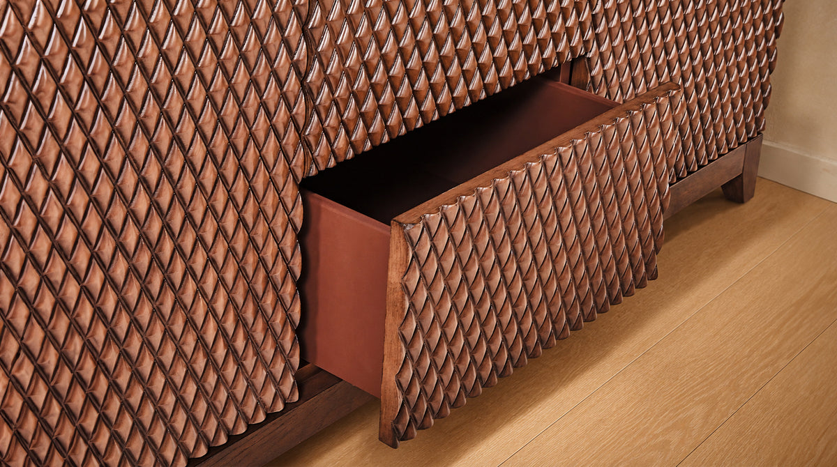 KAWOLA Sideboard COPAS 2 Türen 3 Schubladen Eiche furniert braun