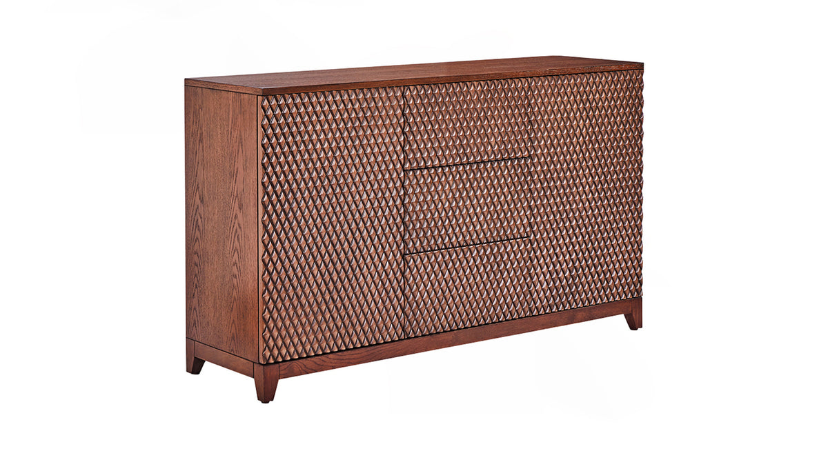KAWOLA Sideboard COPAS 2 Türen 3 Schubladen Eiche furniert braun