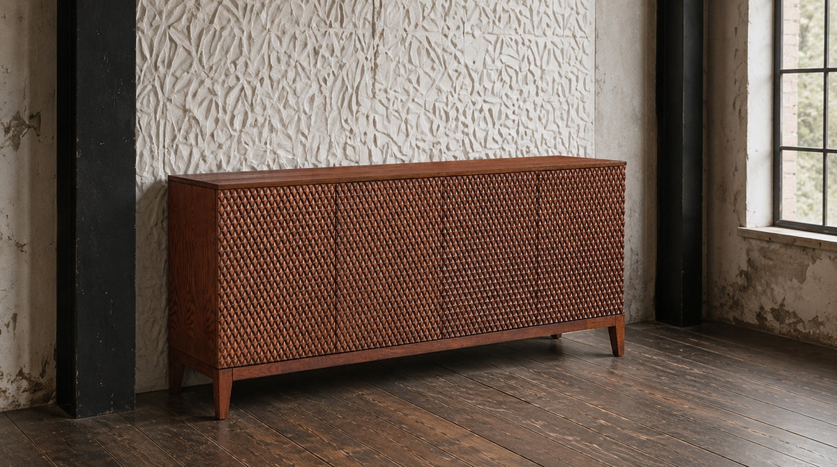 KAWOLA Sideboard COPAS 4 Türen Eiche furniert braun