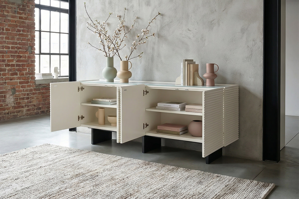 KAWOLA Sideboard LYNN 4 Türen lackiert weiß