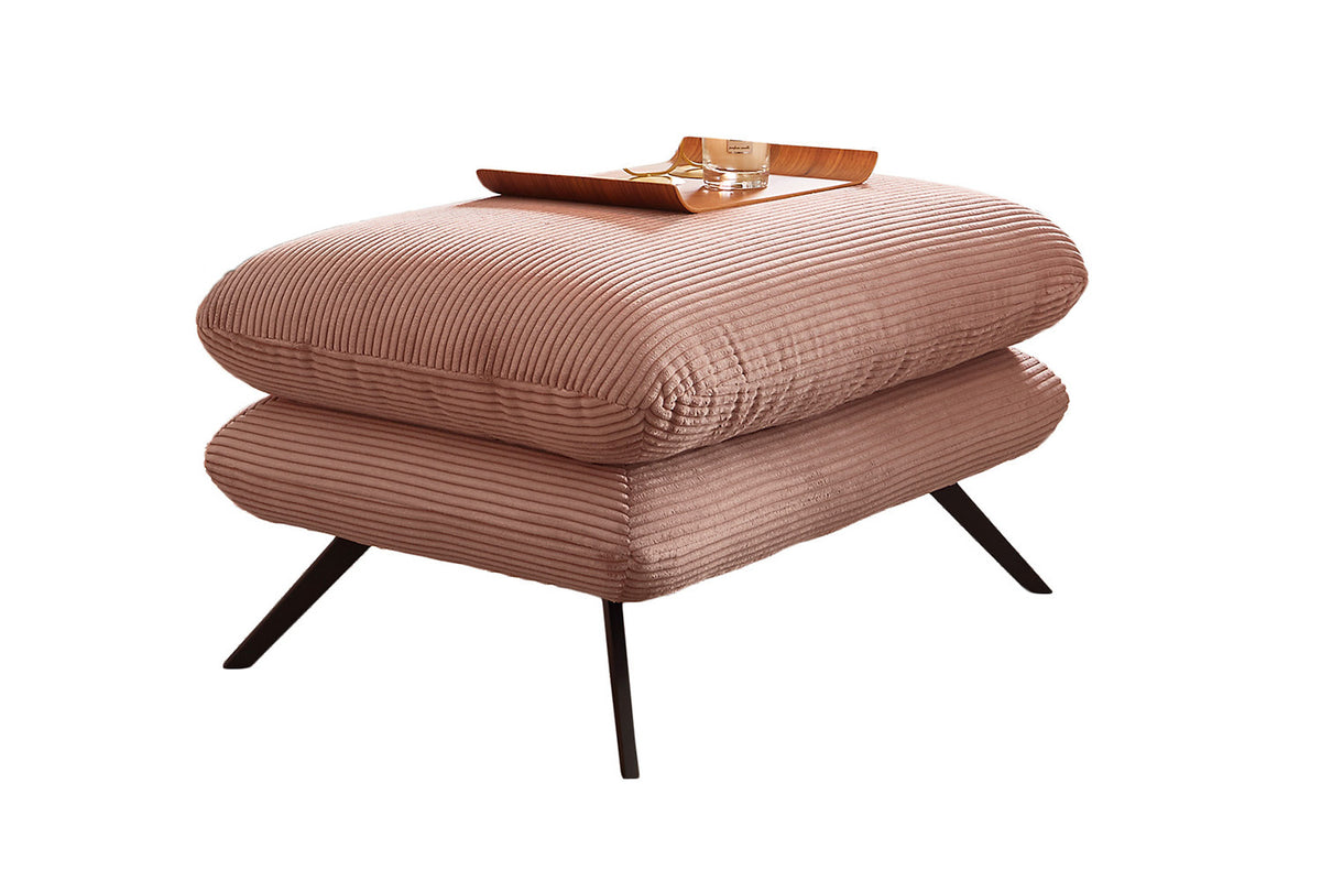KAWOLA Sitzgruppe CHARME Sofa Sessel Hockerbank Cord rosa