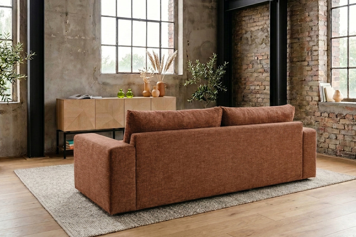 KAWOLA Sofa AMINA 3-Sitzer Stoff cognac
