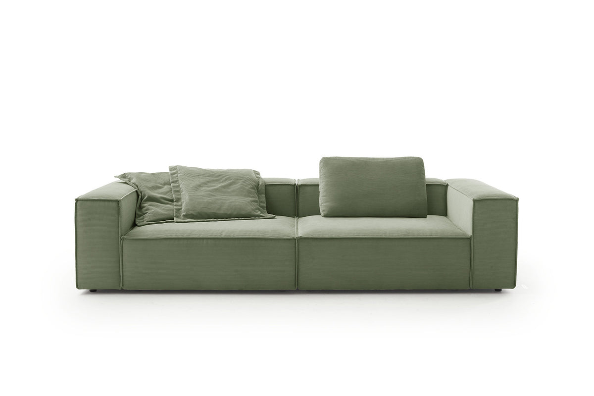 KAWOLA Sofa CARMO 3-Sitzer Feincord olivgrün