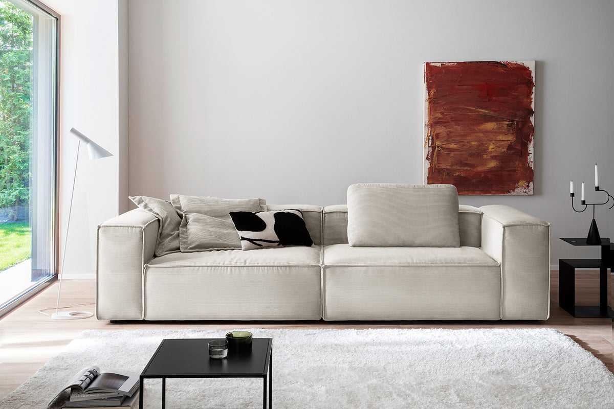 KAWOLA Sofa CARMO 3-Sitzer Feincord silber