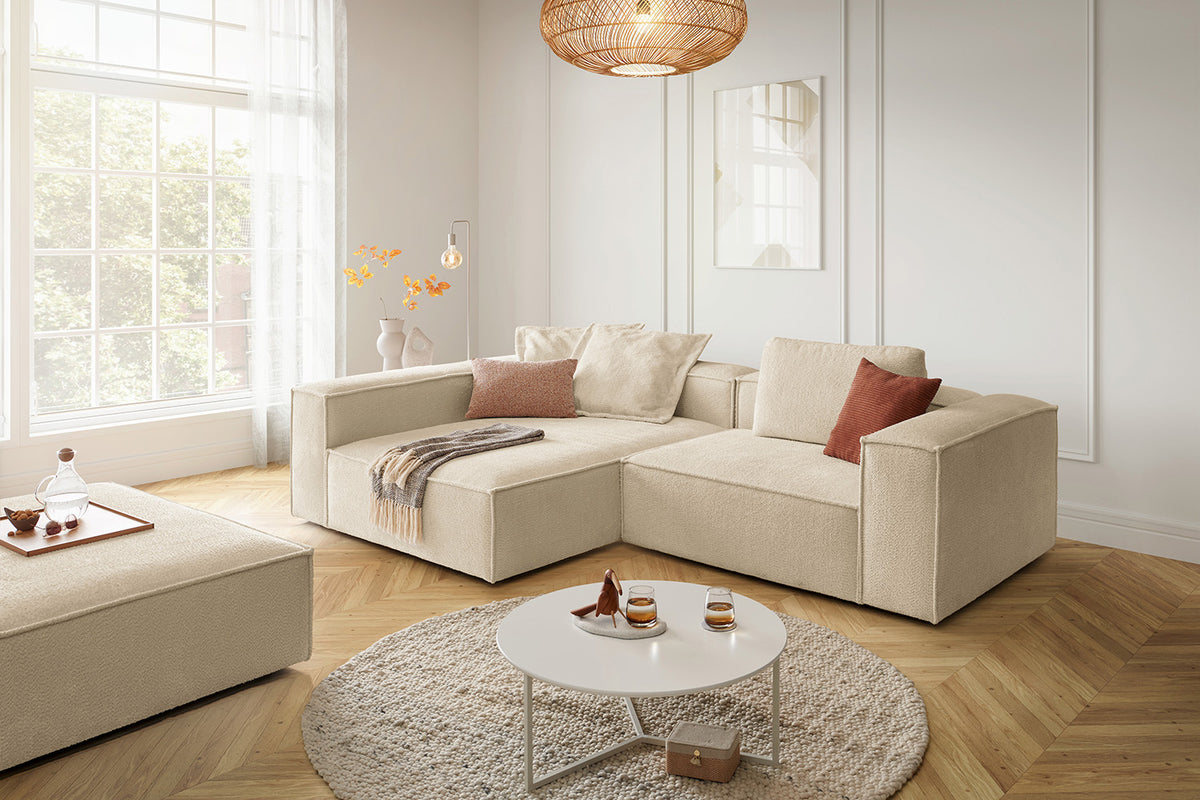 KAWOLA Sofa CARMO Ecksofa Stoff beige, Links, Ohne Zusatzausstattung