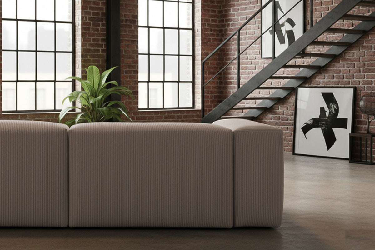 KAWOLA Sofa CELESTE 4-Sitzer mit Hocker Cord taupe