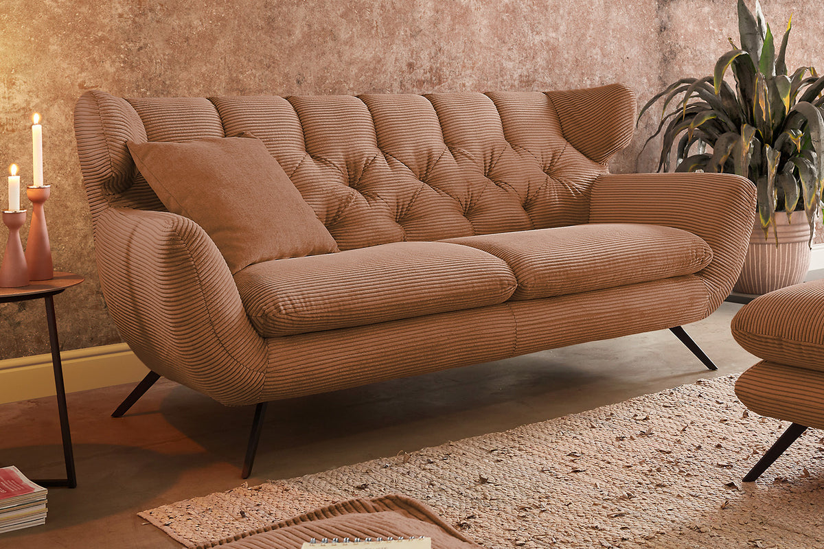 KAWOLA Sofa CHARME Cord rost, 3-Sitzer