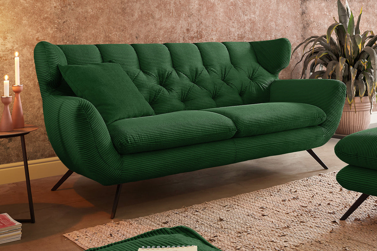 KAWOLA Sofa CHARME Cord smaragd, 3-Sitzer