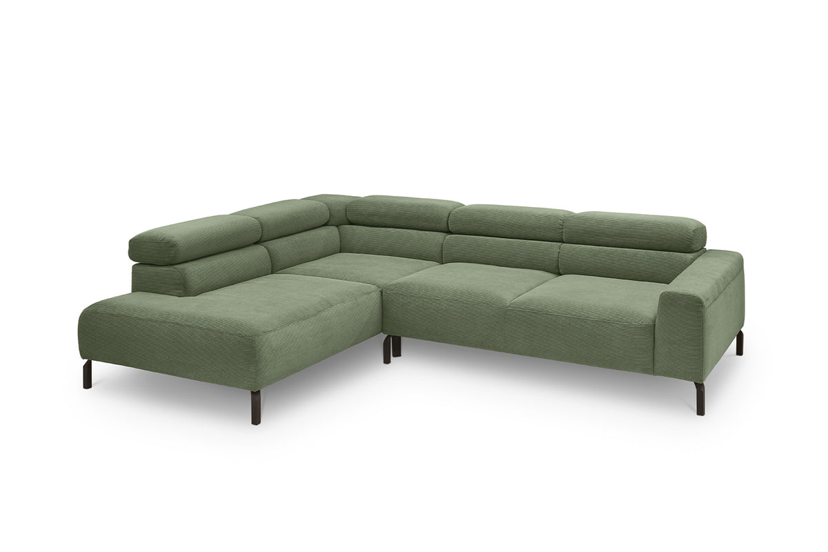 KAWOLA Sofa DELIA Ecksofa Feincord olivgrün