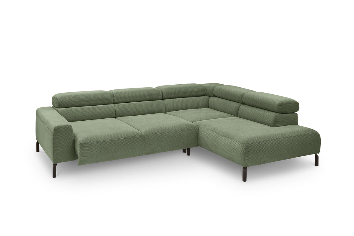 KAWOLA Sofa DELIA Ecksofa Feincord olivgrün