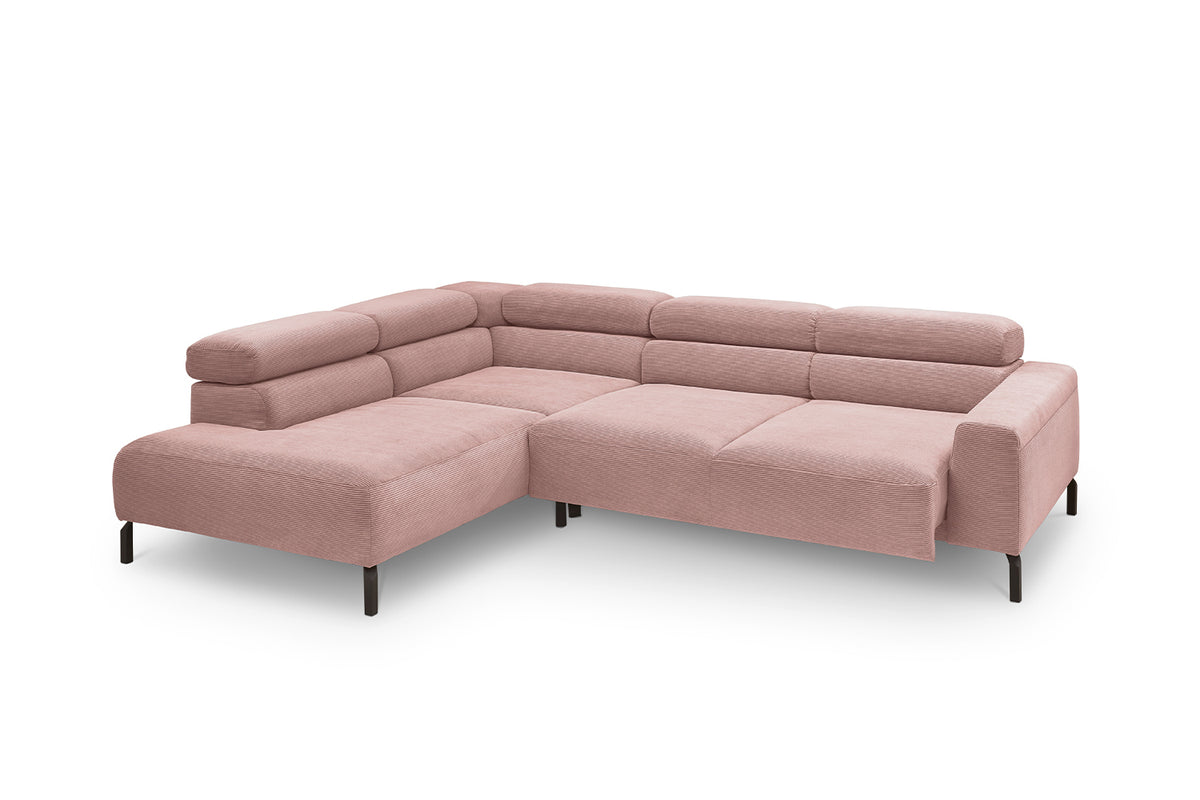 KAWOLA Sofa DELIA Ecksofa Feincord rosa