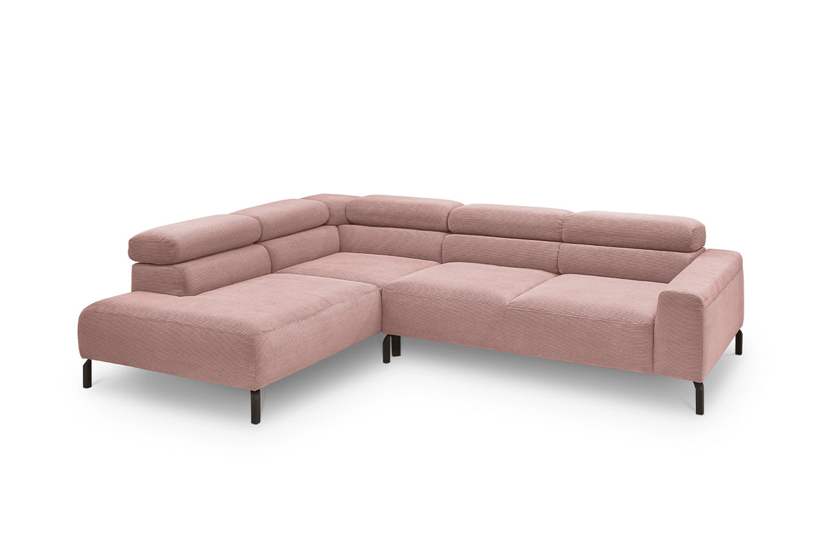 KAWOLA Sofa DELIA Ecksofa Feincord rosa