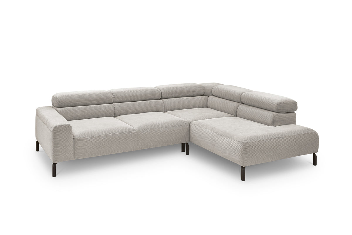 KAWOLA Sofa DELIA Ecksofa Feincord silber