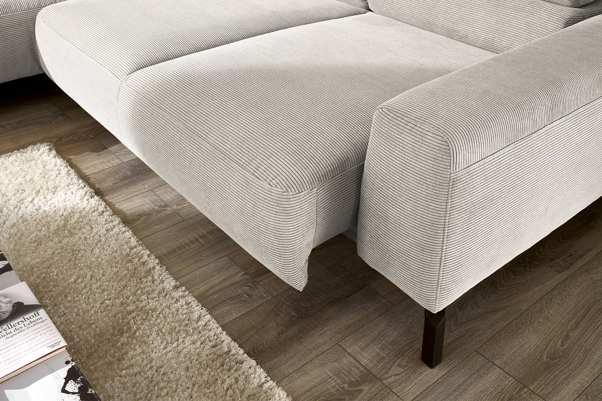 KAWOLA Sofa DELIA Ecksofa Feincord silber