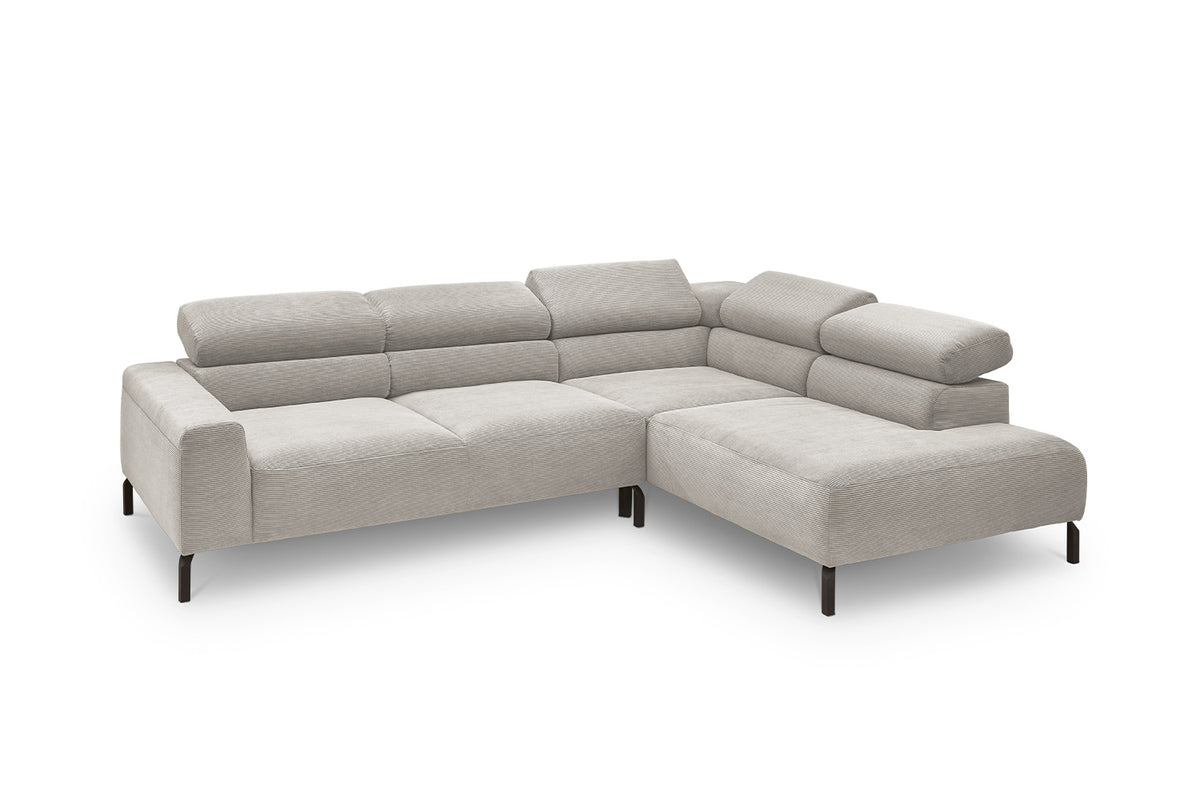 KAWOLA Sofa DELIA Ecksofa Feincord silber