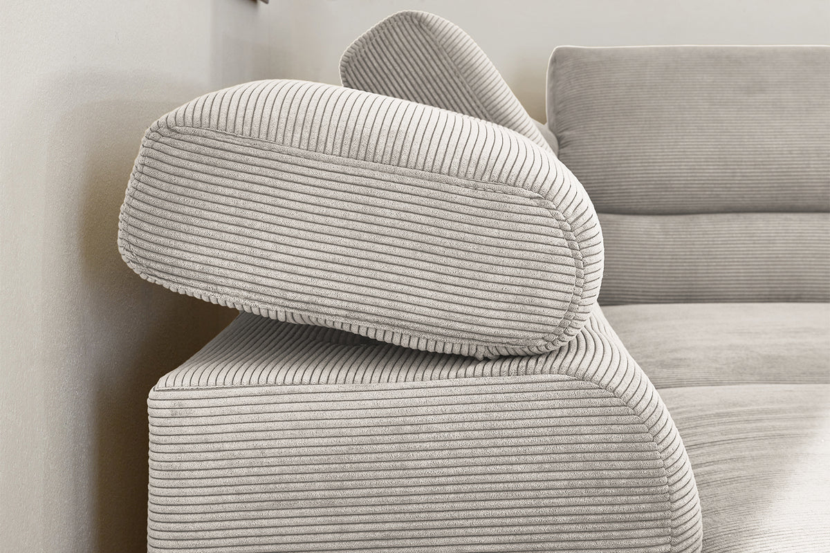 KAWOLA Sofa DELIA Ecksofa Feincord silber